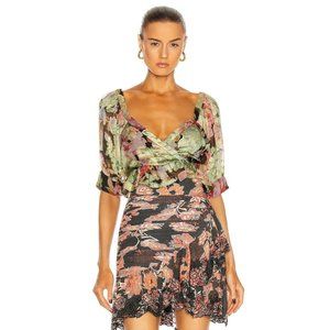 Hemant and Nandita Floral Wrap Blouse - Green and Pink